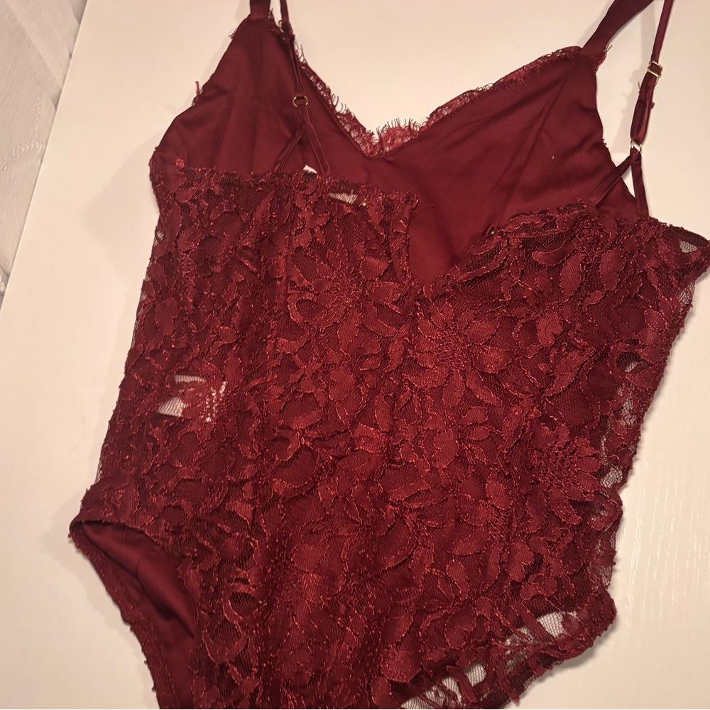 Burgundy Red Lace Bodysuit - Picture 6 of 9